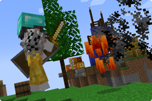 Minecraft screenshot of a PvE combat